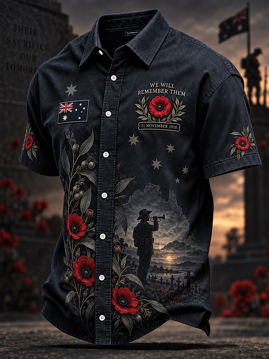 Men's Remembrance Day in Australia  Art Print Short-Sleeved Shirt