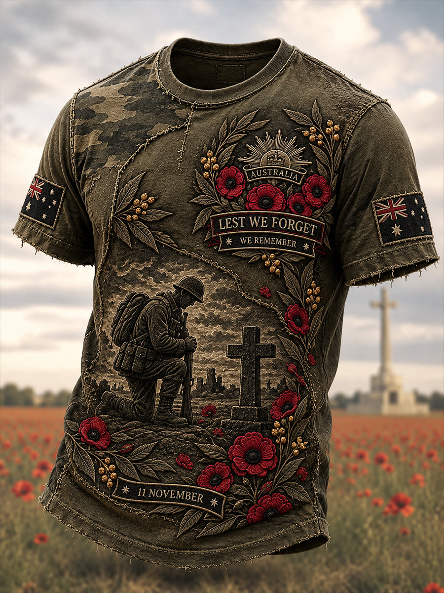 Men's Remembrance Day in Australia Short Sleeve T-Shirt