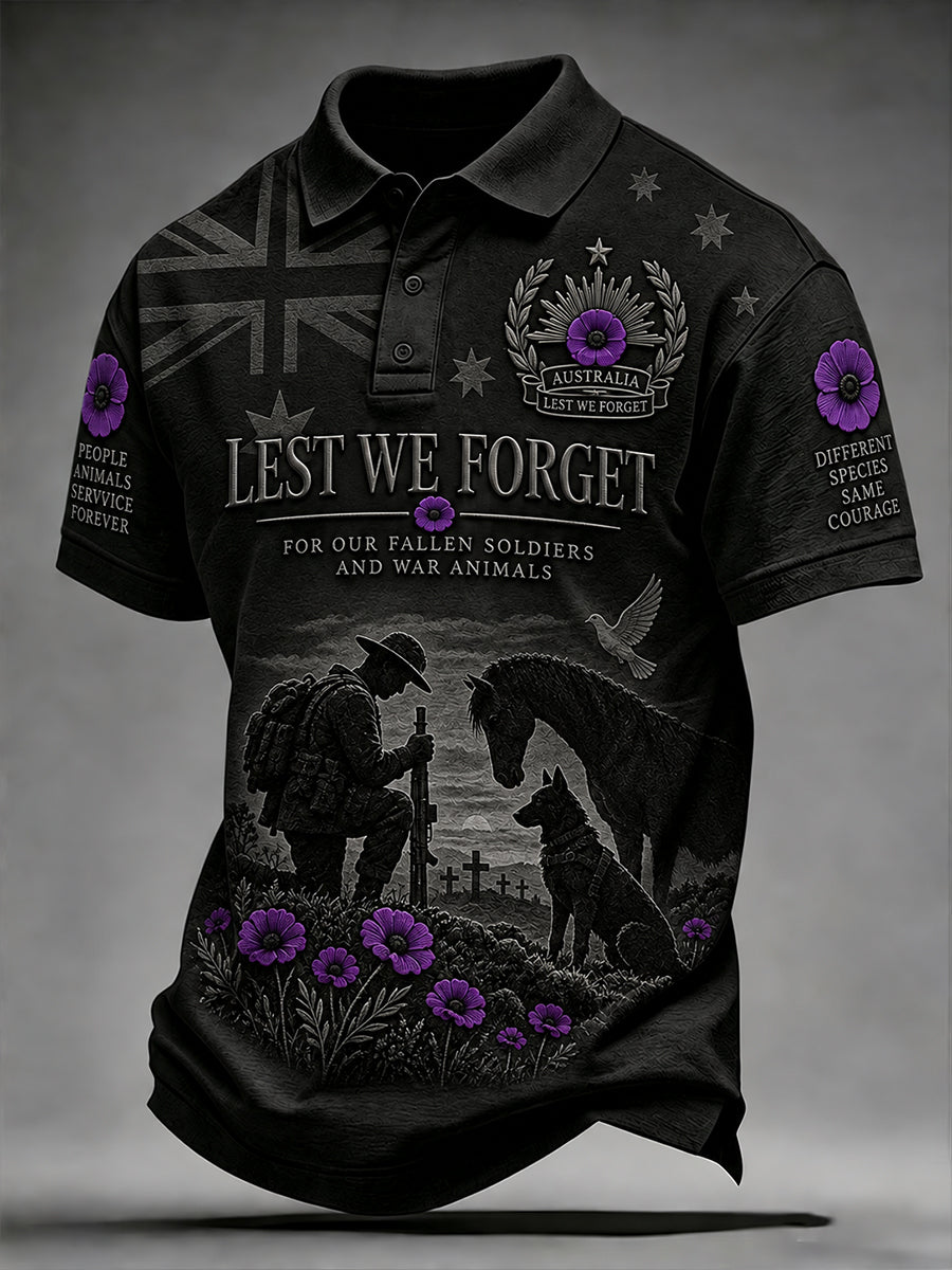Men's Australian War Animal Memorial For Remembrance Day Short-Sleeved  Shirt