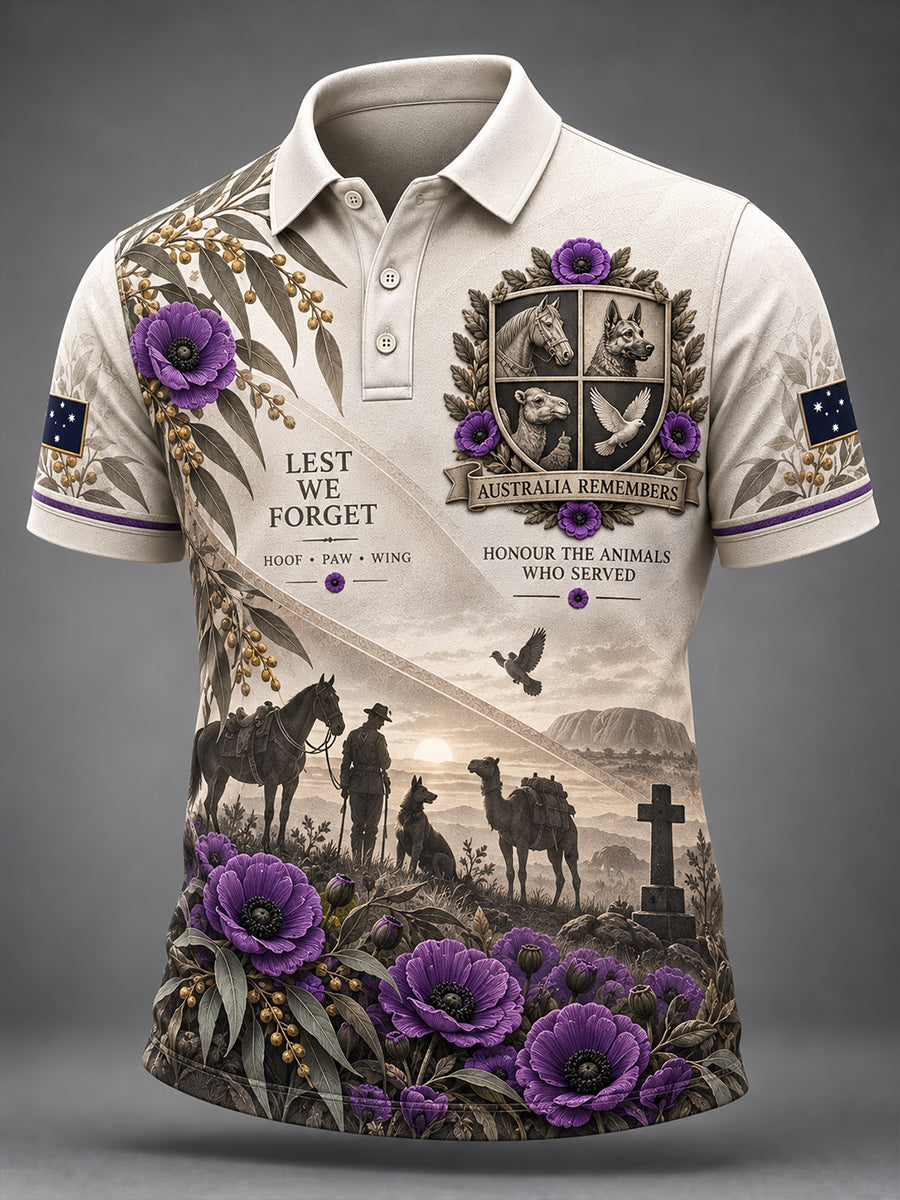 Men's Australian War Animal Memorial For Remembrance Day Short-Sleeved T-Shirt
