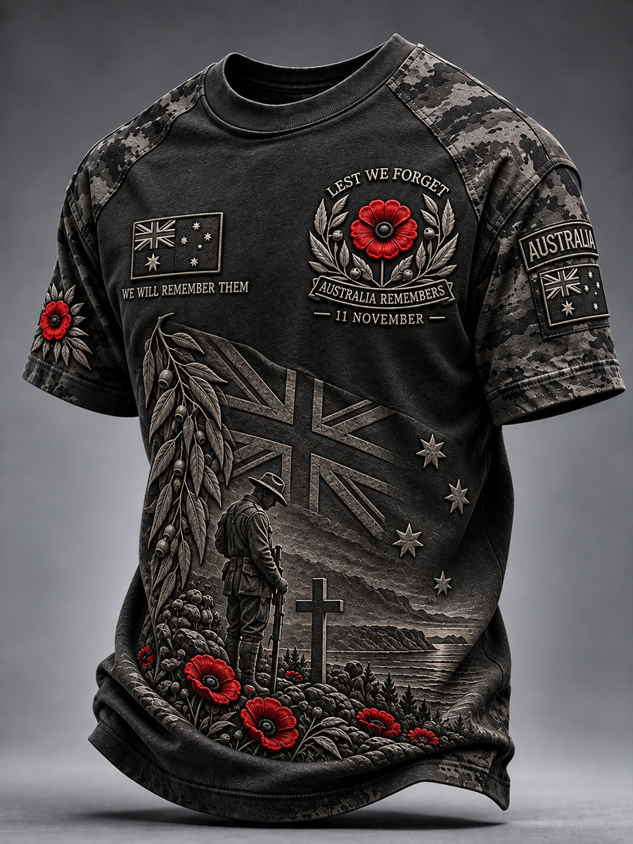 Men's Australian Veterans Remembrance Day Short Sleeves T-Shirt