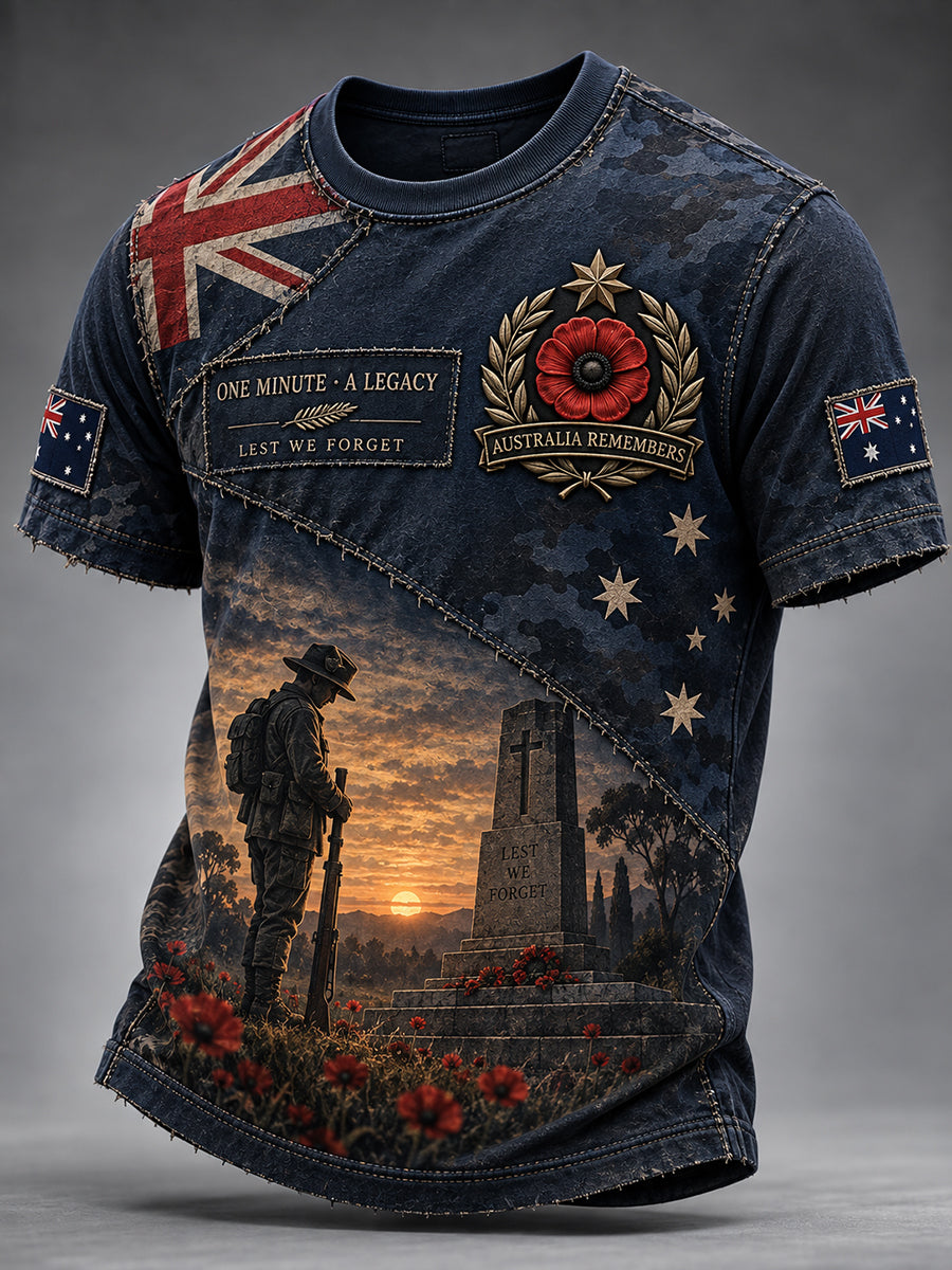 Men's Australian Veterans Remembrance Day Short Sleeves T-Shirt