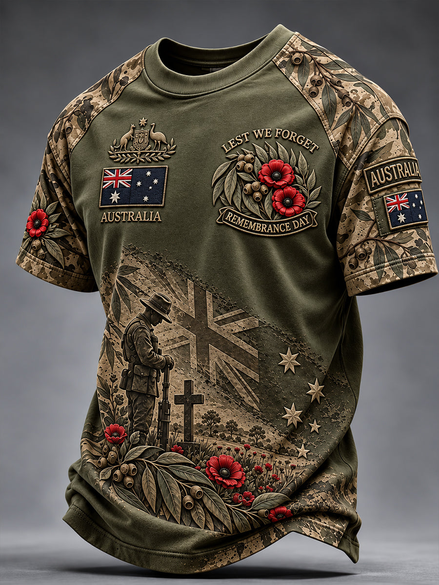 Men's Australian Veterans Remembrance Day Short Sleeves T-Shirt