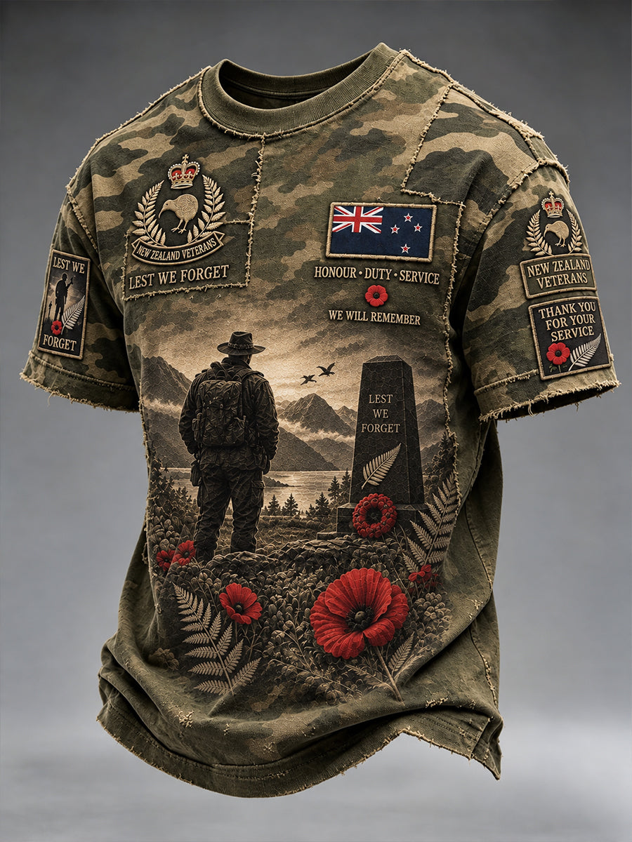 Men's New Zealand Veteran Remembrance Day Short Sleeve T-Shirt