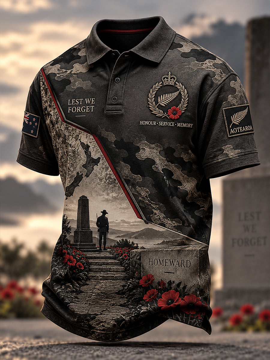 Men's New Zealand Veteran Remembrance Day Short Sleeve Shirt