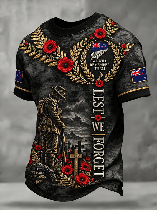 Men's New Zealand Veteran Remembrance Day Short Sleeve T-Shirt