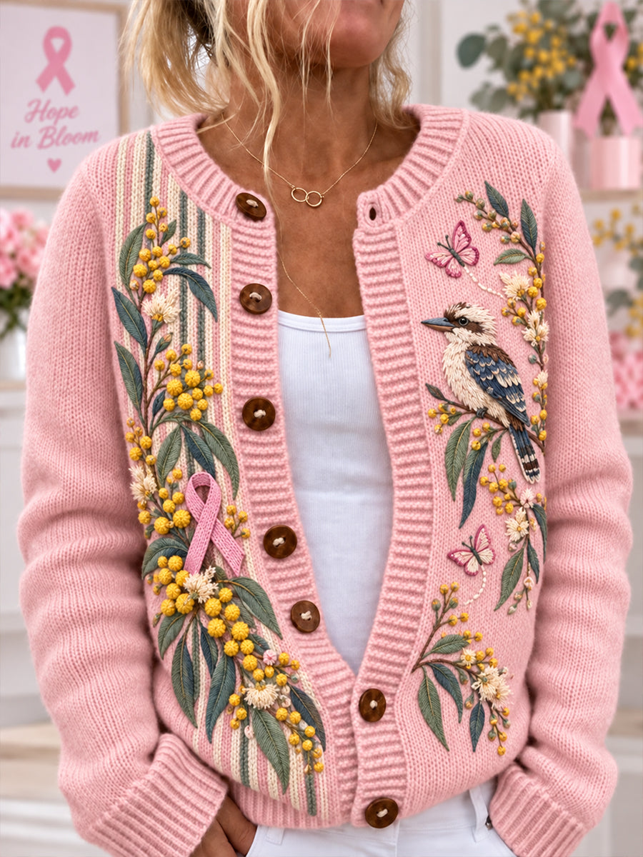 Women's Breast Cancer Awareness in Australia  Print Button Cardigan
