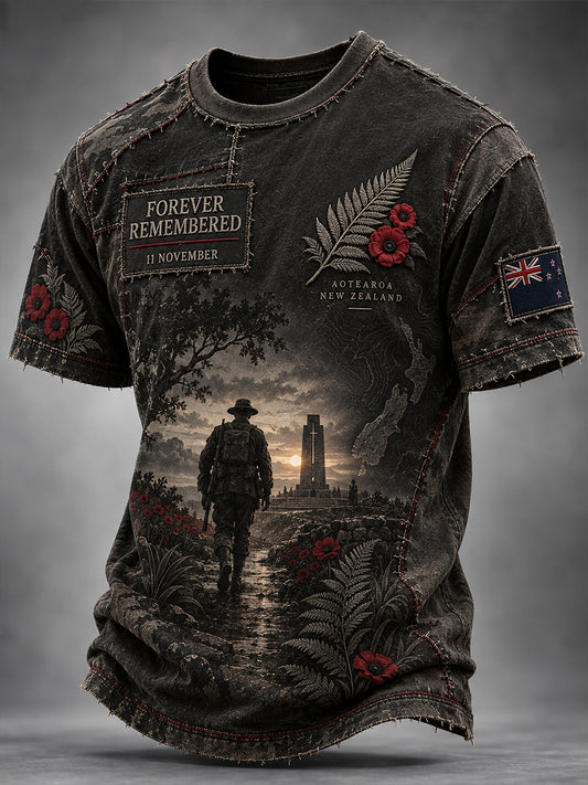 Men's New Zealand Veteran Remembrance Day Short Sleeve T-Shirt