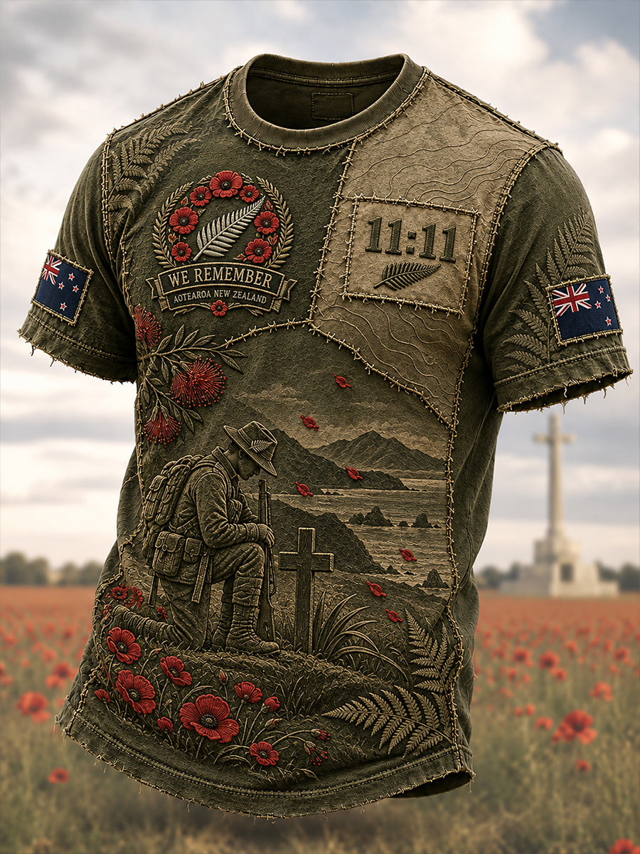 Men's New Zealand Veteran Remembrance Day Short Sleeve T-Shirt