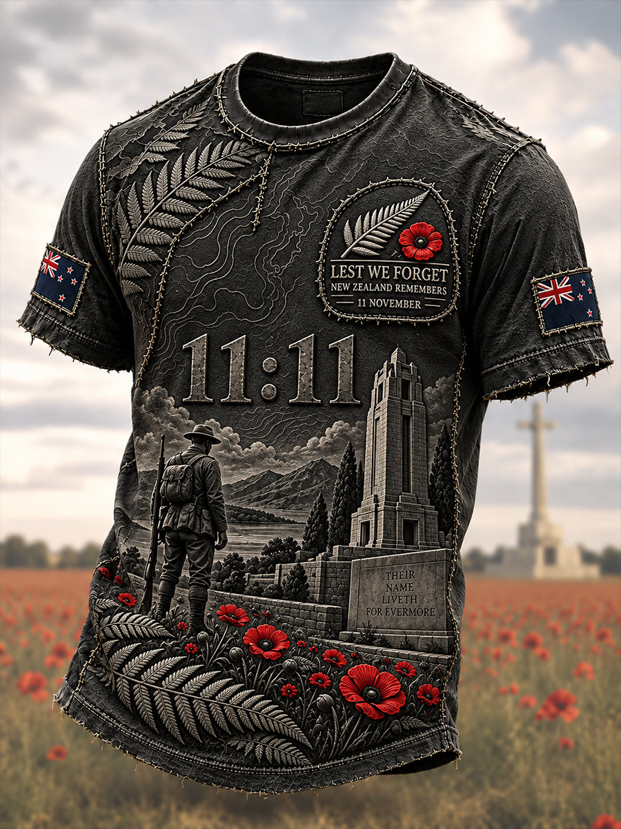 Men's New Zealand Veteran Remembrance Day Short Sleeve T-Shirt