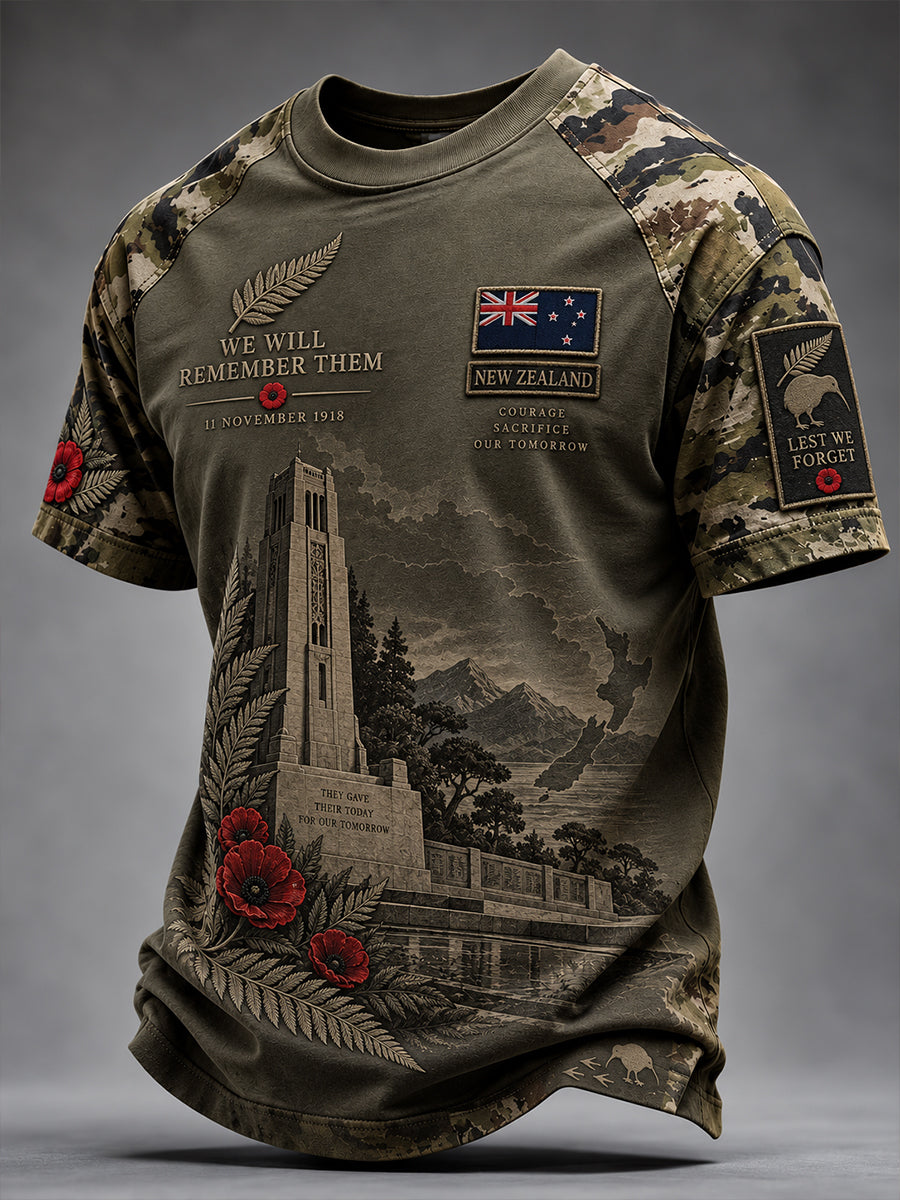 Men's New Zealand Veteran Remembrance Day Short Sleeve T-Shirt
