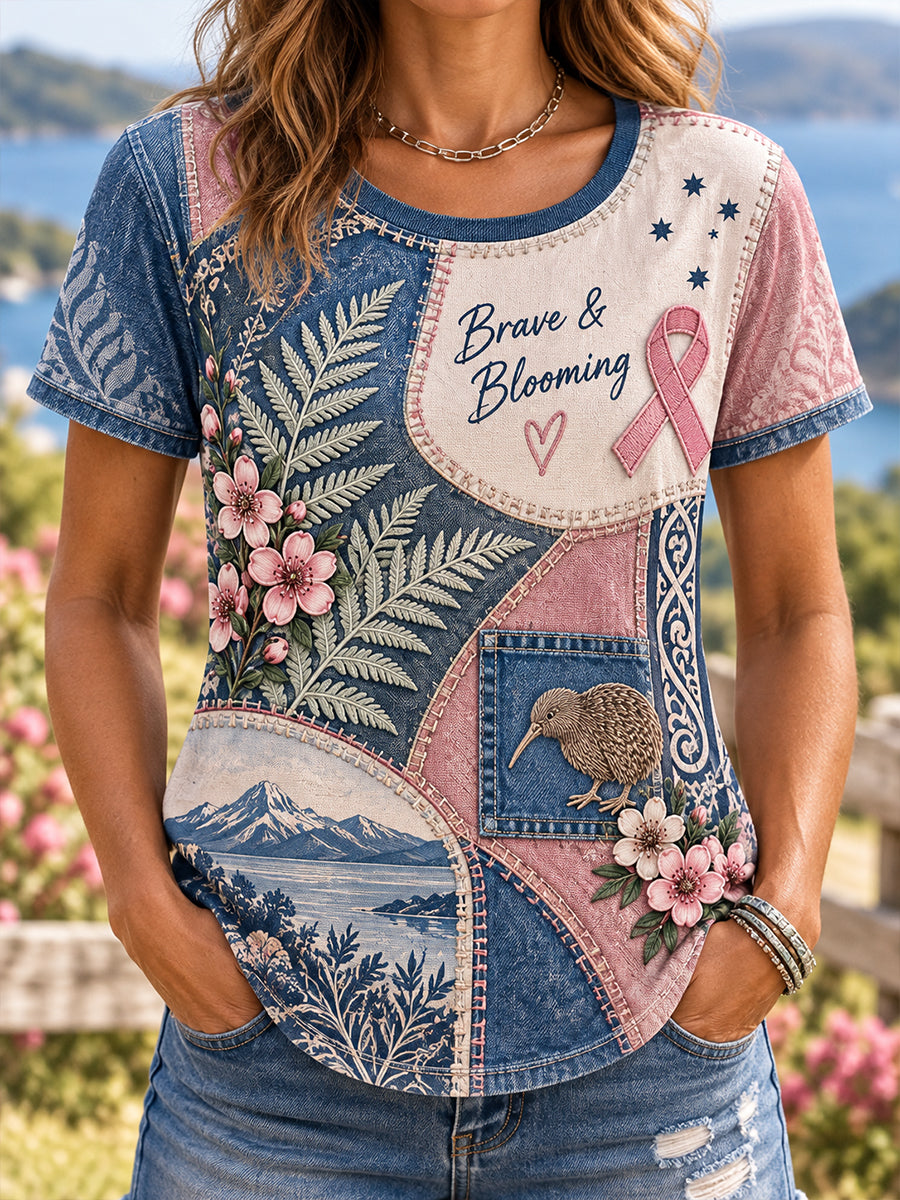 Women's New Zealand Breast Cancer Awareness Short-Sleeved T-Shirt