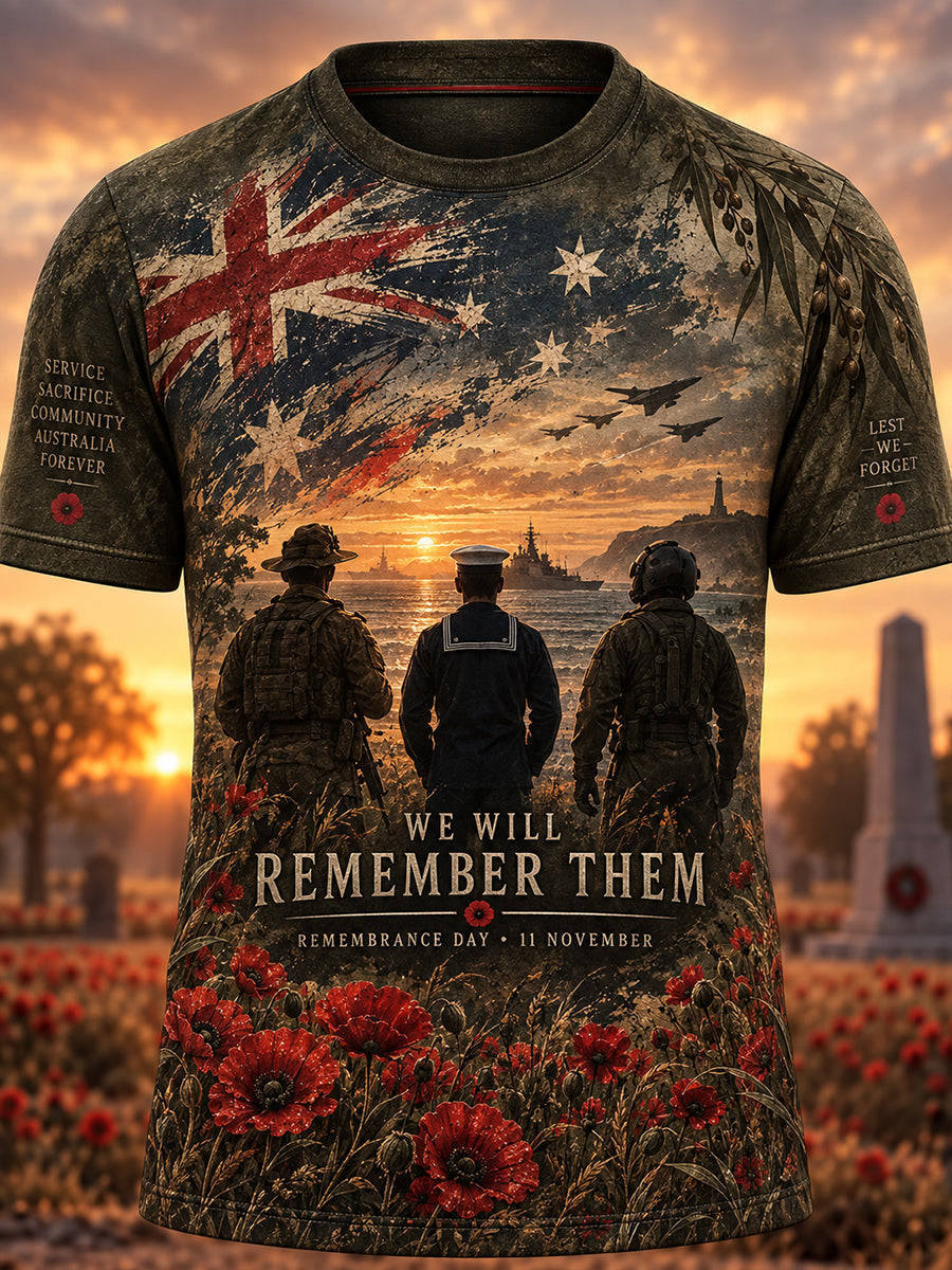 Men's Australian Veterans Remembrance Day Short Sleeves T-Shirt