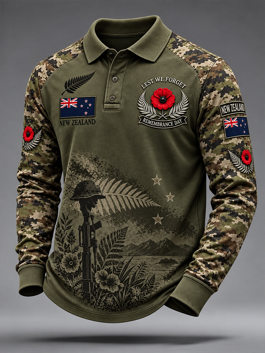 Men's New Zealand Veterans Remembrance Day Long Sleeve Shirt