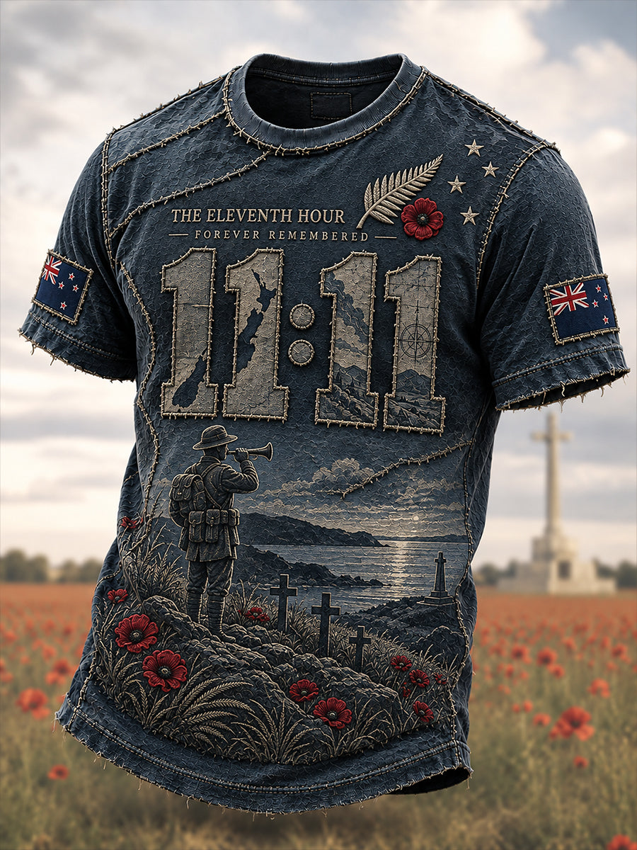 Men's New Zealand Veterans On Remembrance Day Short Sleeve T-Shirt