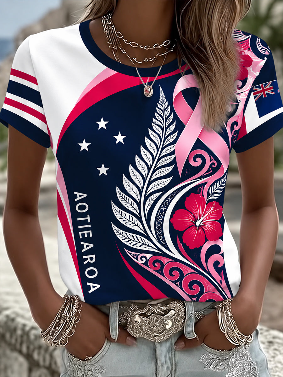 Women's New Zealand  Breast Cancer Awareness Short-Sleeved T-Shirt