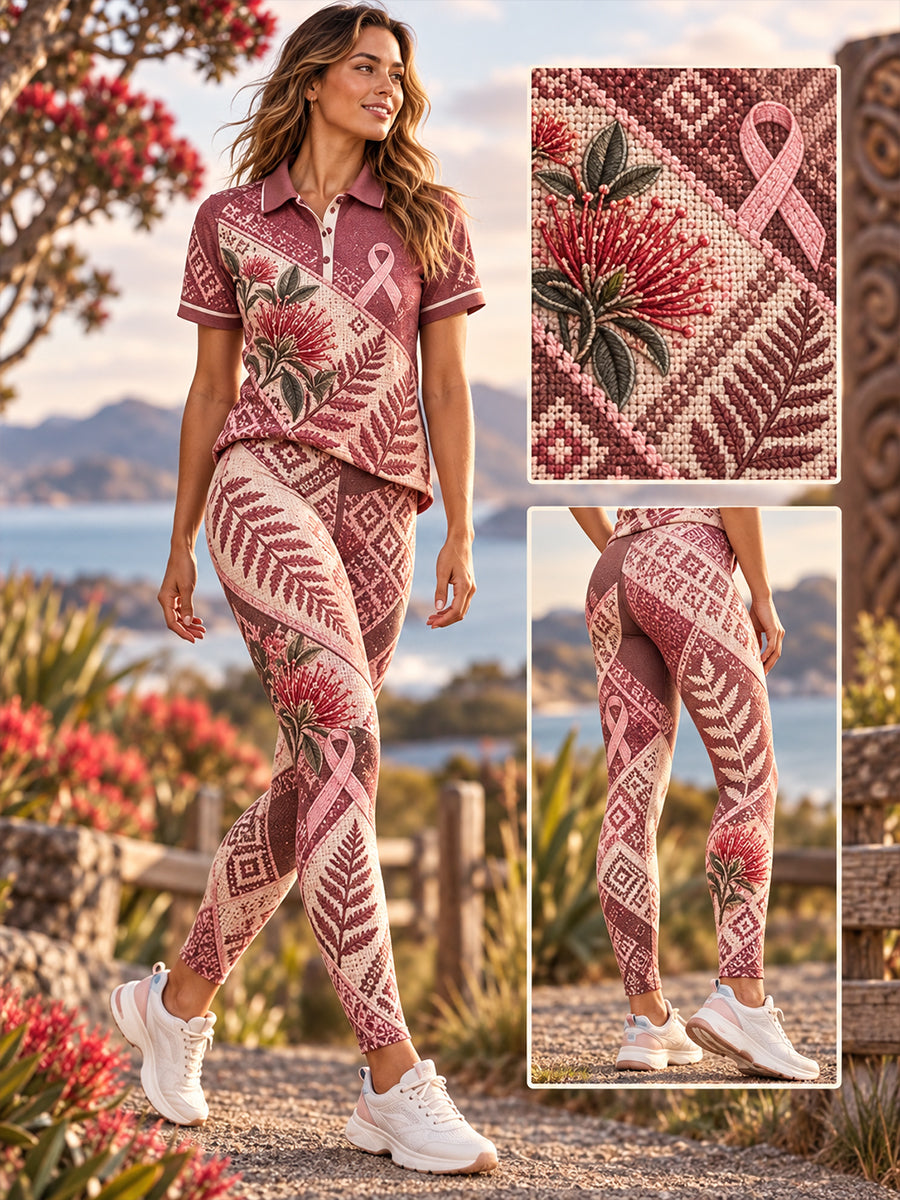 Women's New Zealand  Breast Cancer Awareness High-Waisted Slim Fit Casual Leggings