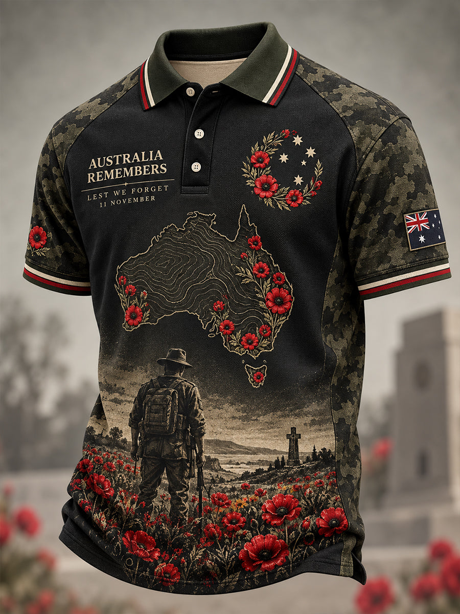 Men's Australian Veterans Remembrance Day Short Sleeves Shirt