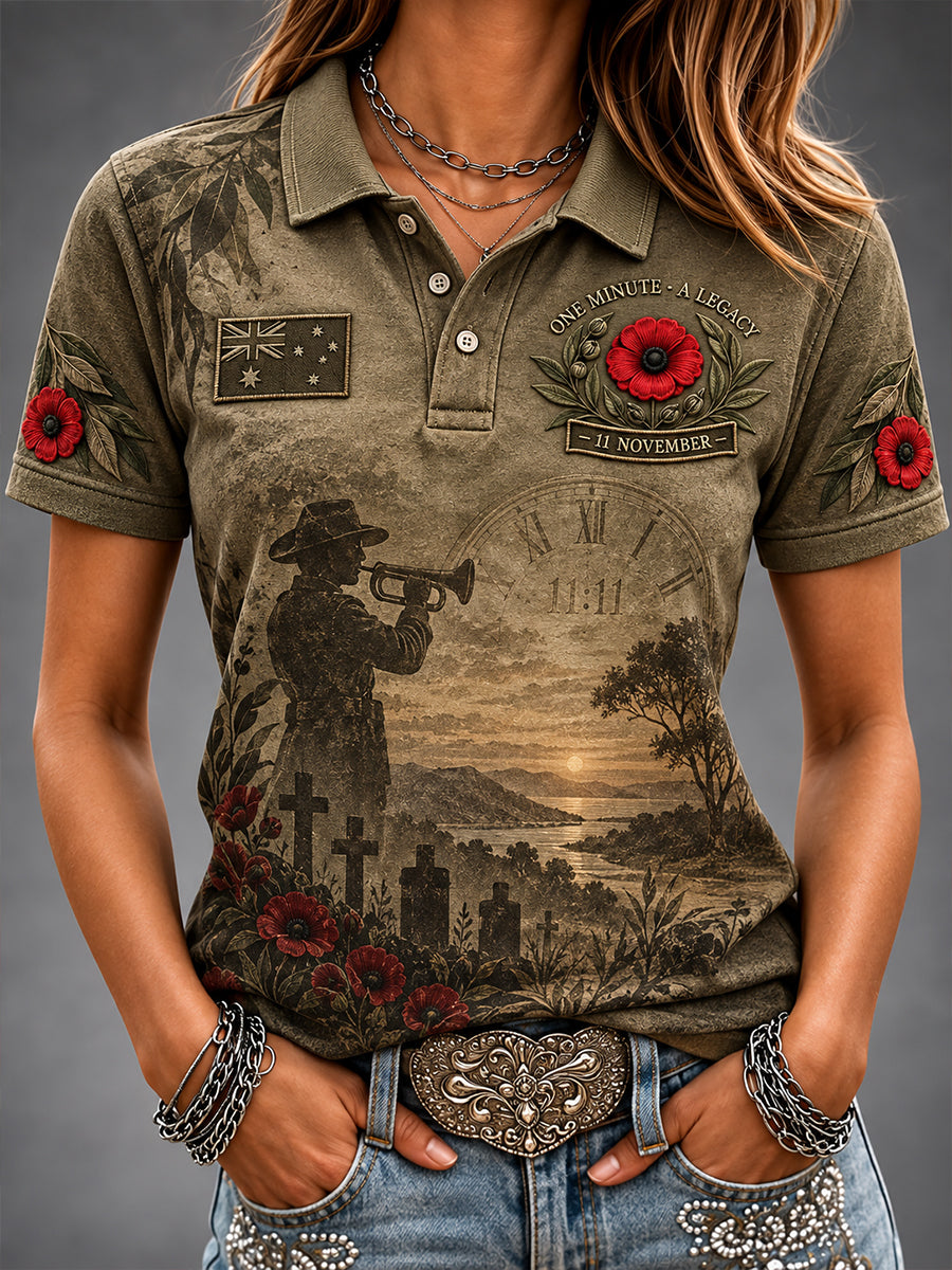 Women's Australian Veterans Remembrance Day Polo T-Shirt