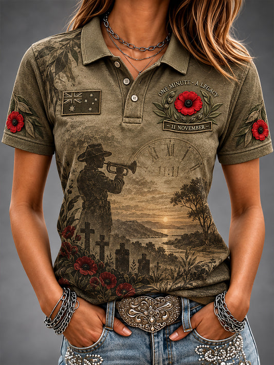 Women's Australian Veterans Remembrance Day Polo T-Shirt