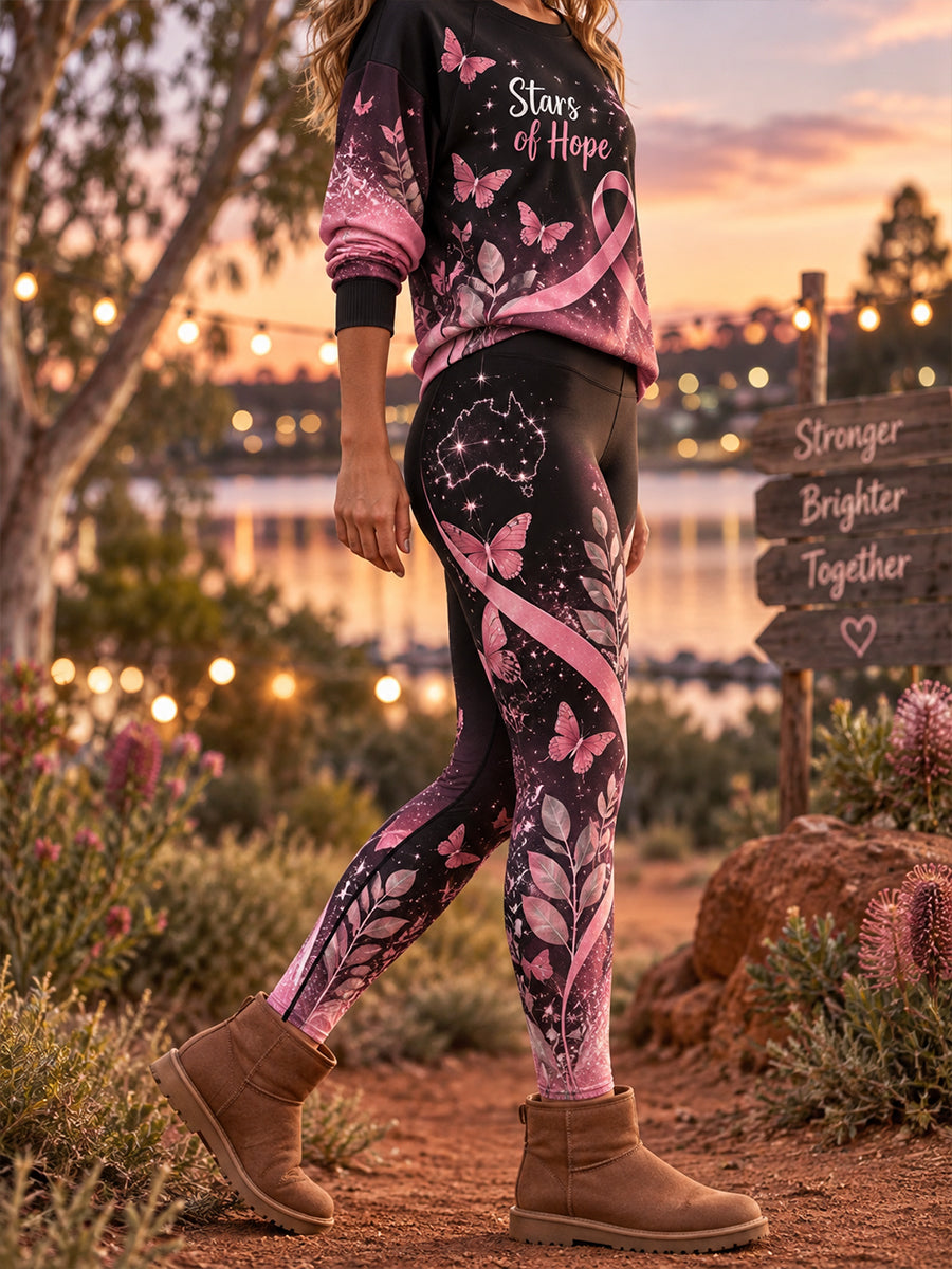Women's Australian Breast Cancer Awareness High-Waisted Slim Fit Casual Leggings