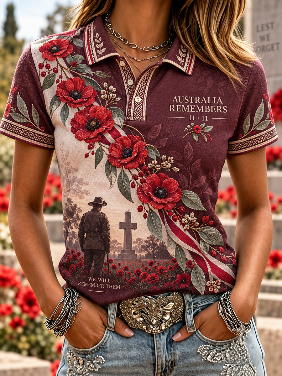 Women's Australian Veterans Remembrance Day Polo T-Shirt