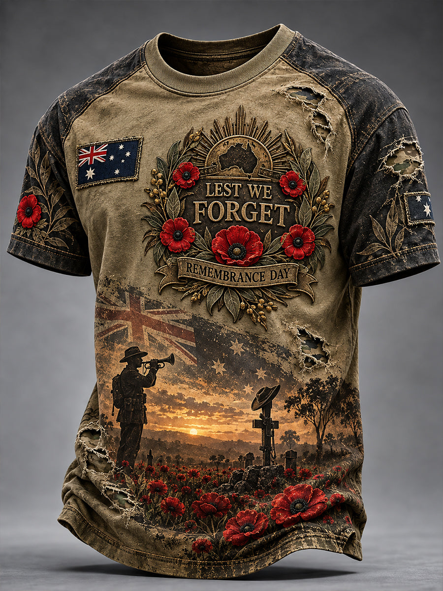 Men's Australian Veterans Remembrance Day Short Sleeves T-Shirt