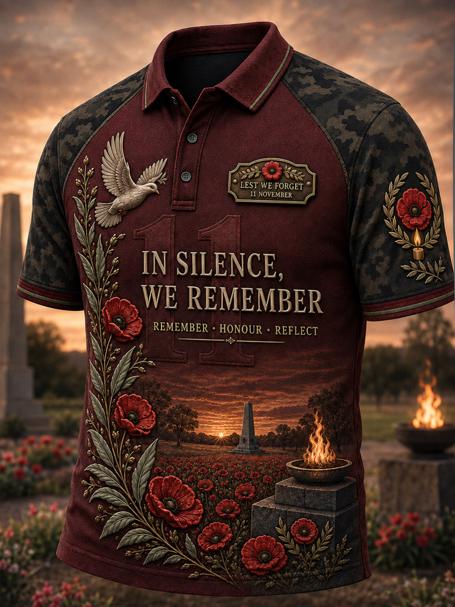 Men's Australia Remembrance Day  Print Polo Shirt