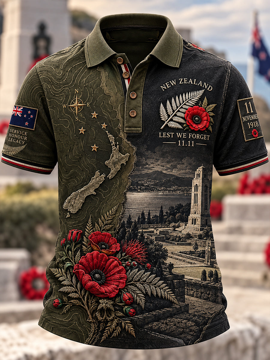 Men's New Zealand Veterans Remembrance Day Short Sleeves Shirt