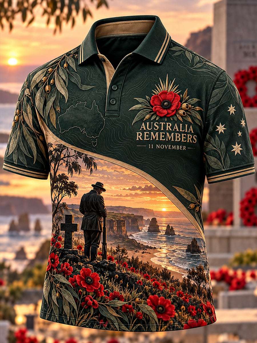 Men's Australian Veterans Remembrance Day Short Sleeves Shirt