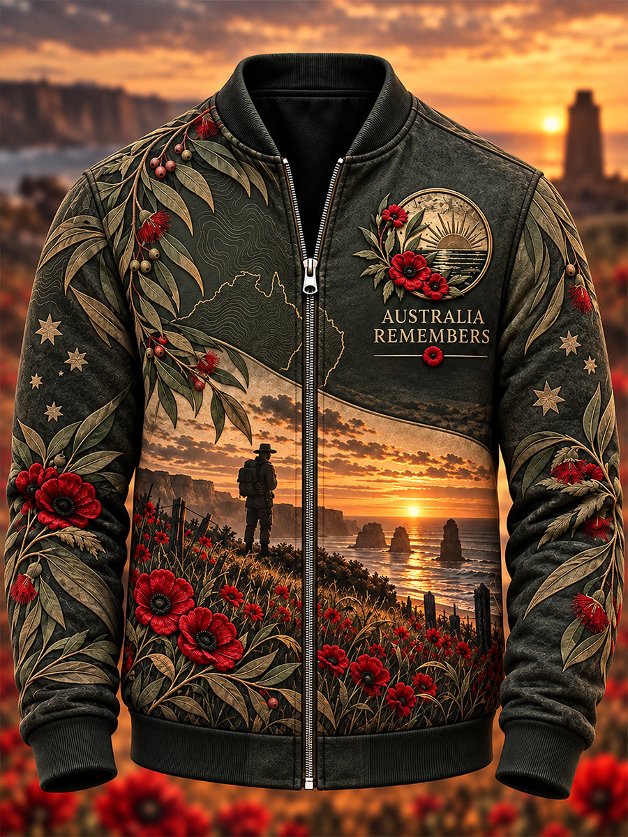 Men's Australian Veterans Remembrance Day  Printed Monkey Jacket