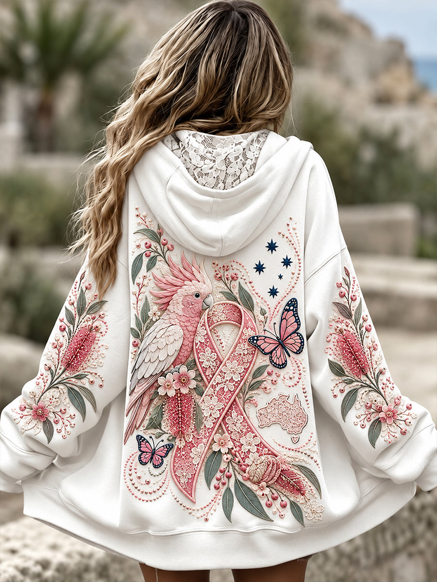 Women's Australia Breast Cancer Awareness  Zip-Up Hoodie