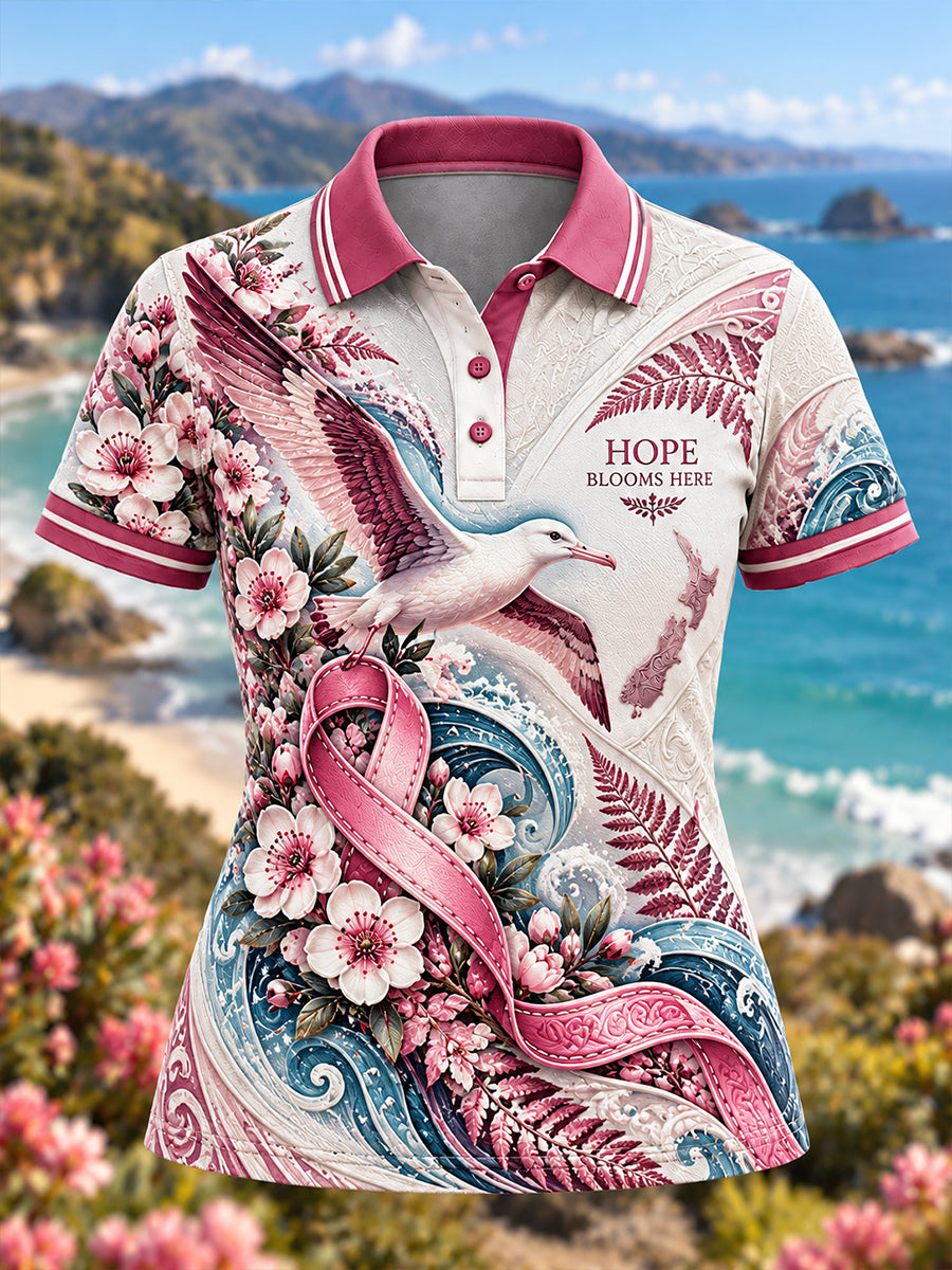 Women's New Zealand Breast Cancer Awareness Polo T-Shirt