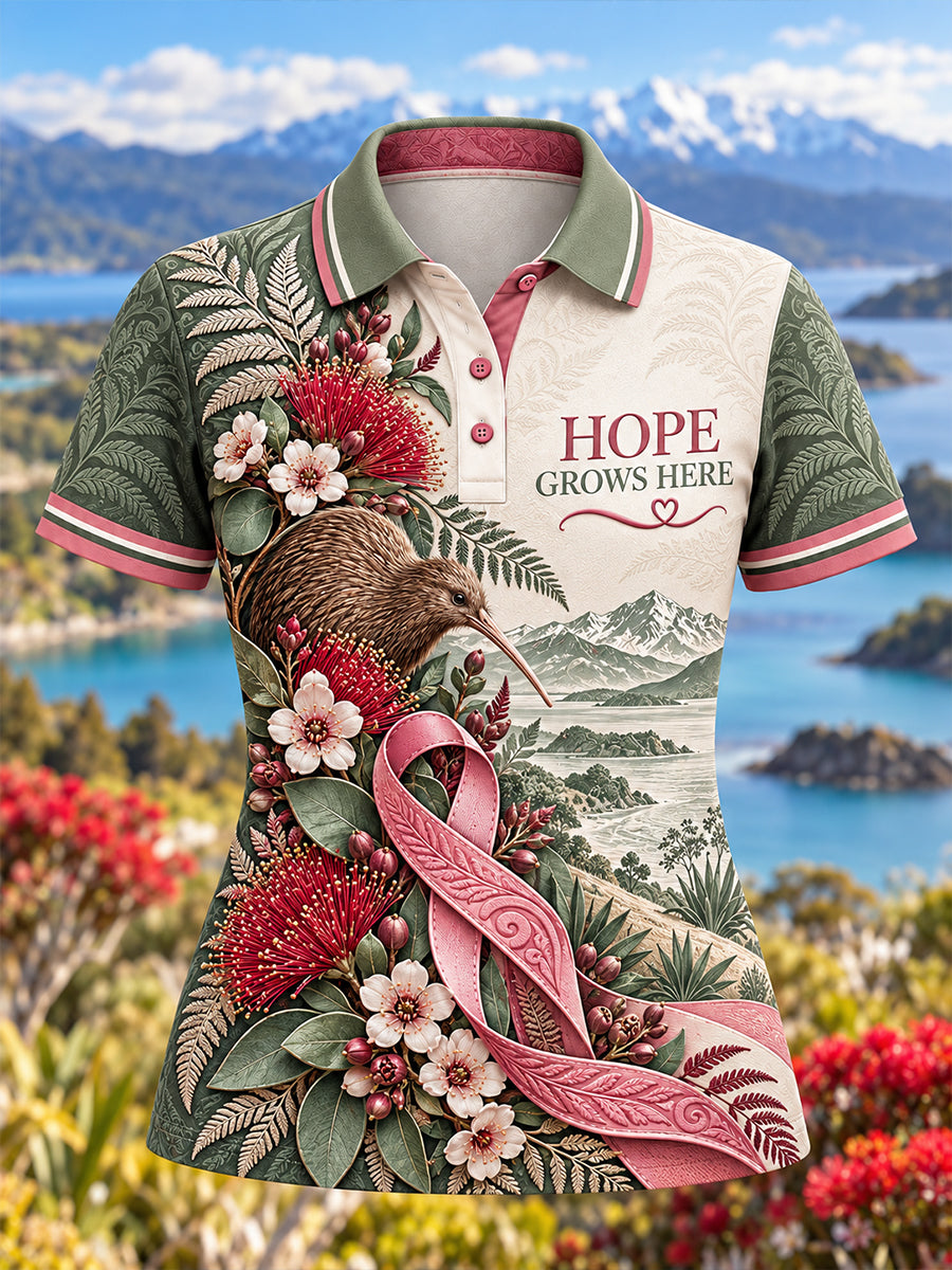 Women's New Zealand Breast Cancer Awareness Polo T-Shirt