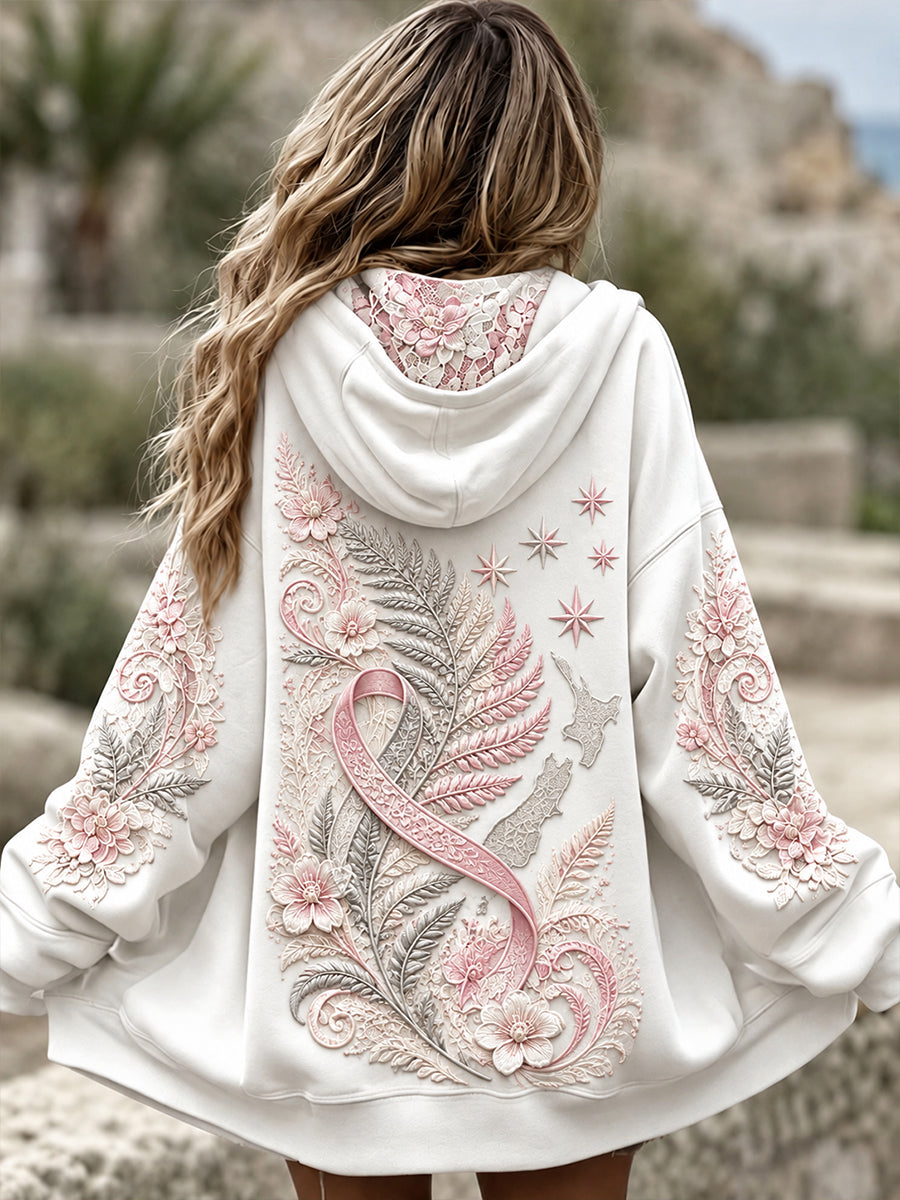 Women's New Zealand Breast Cancer Awareness Zip-Up Hoodie