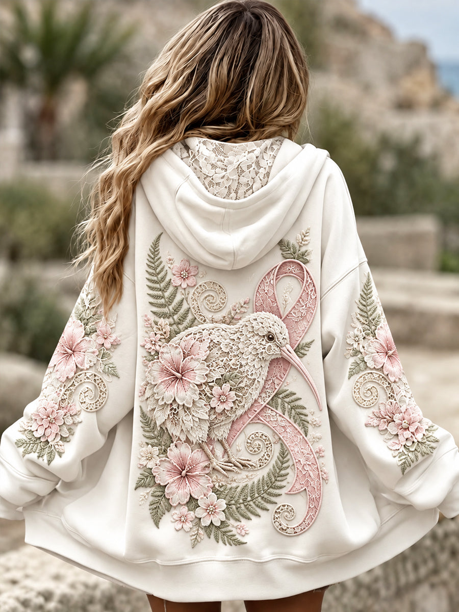 Women's New Zealand Breast Cancer Awareness Zip-Up Hoodie