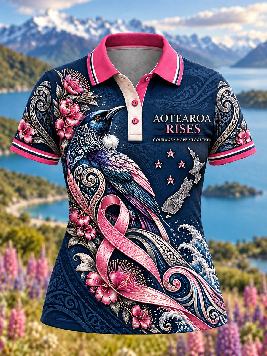 Women's New Zealand Breast Cancer Awareness Polo T-Shirt