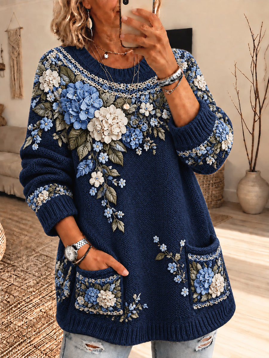 Women's Floral Gradient Art Pullover