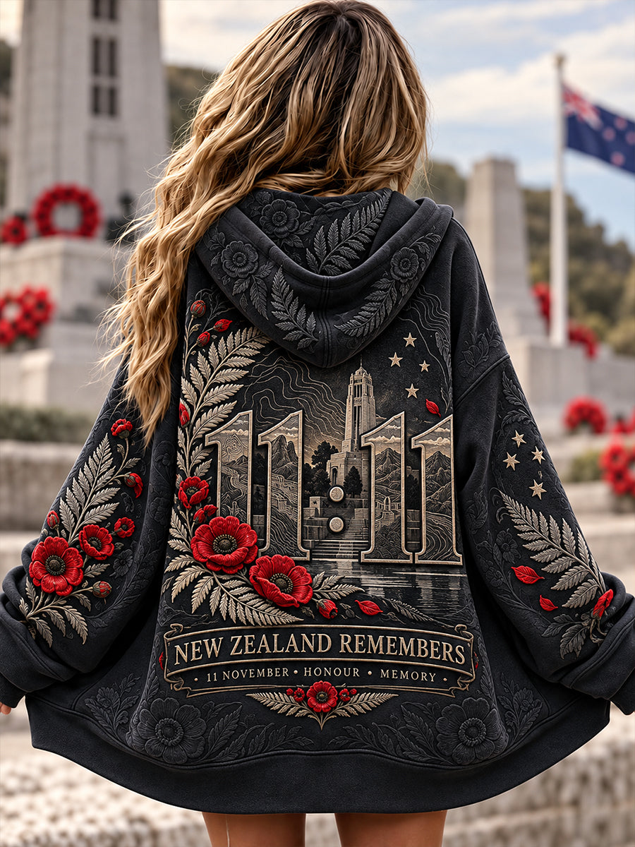 Women's New Zealand Veterans Remembrance Day Zip-Up Hoodie