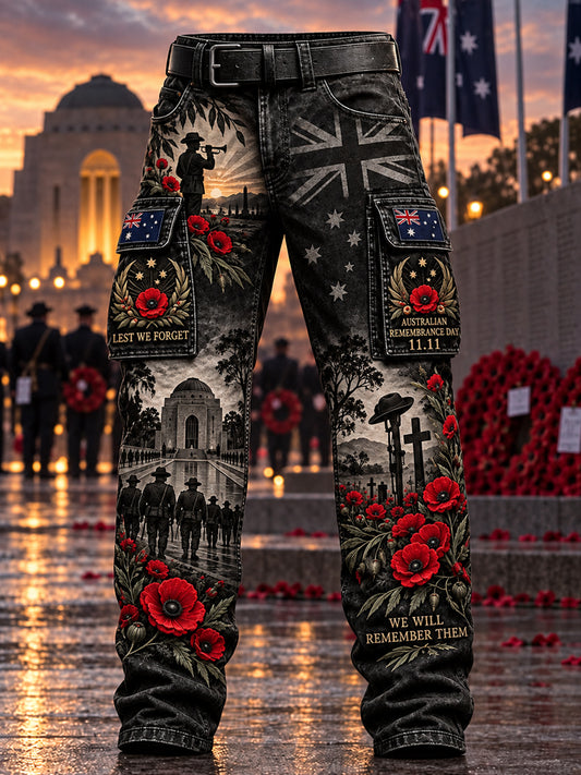 Men's  Australian Veterans Remembrance Day  Casual Work Trousers
