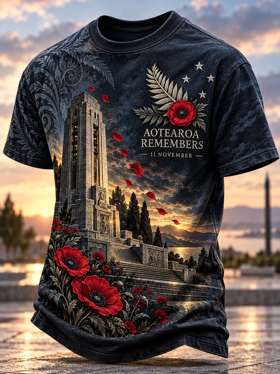 Men's New Zealand Veterans Remembrance Day Short Sleeves T-Shirt