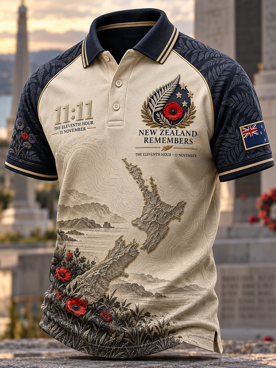 Men's New Zealand Veterans Remembrance Day  Art Print Polo Shirt