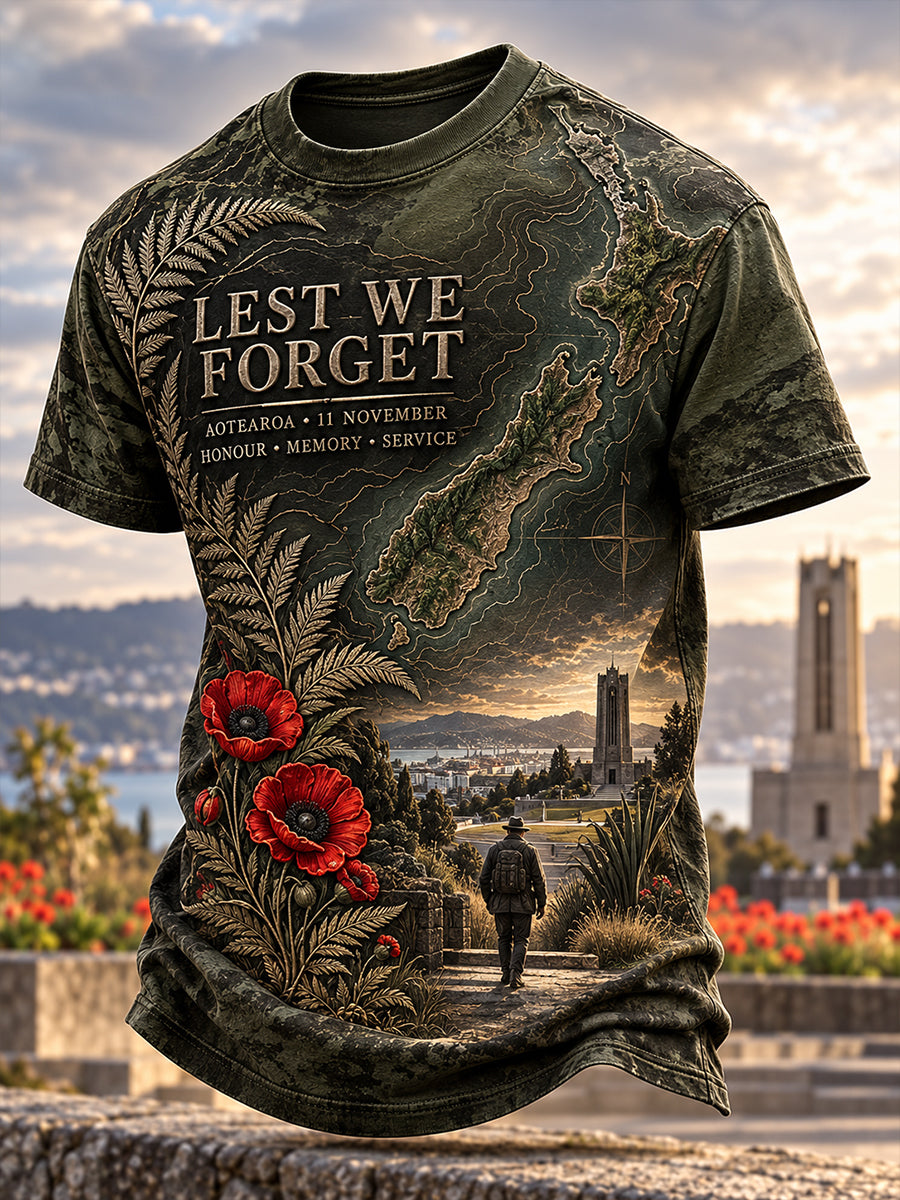 Men's New Zealand Veterans Remembrance Day Short Sleeves T-Shirt