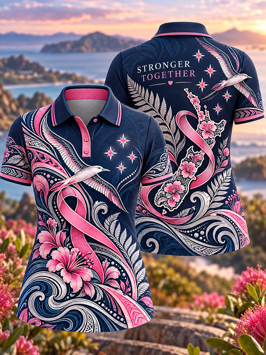 Women's New Zealand Breast Cancer Awareness Polo T-Shirt
