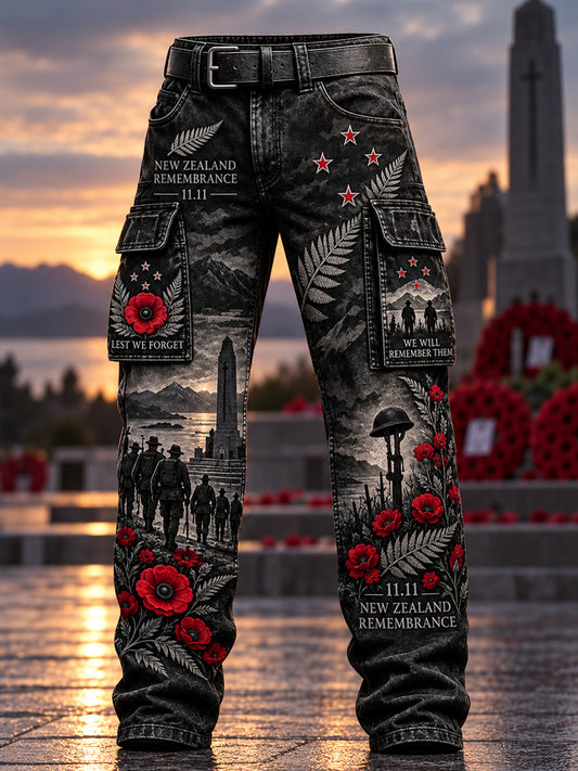Men's New Zealand Veterans Remembrance Day Casual Work Trousers