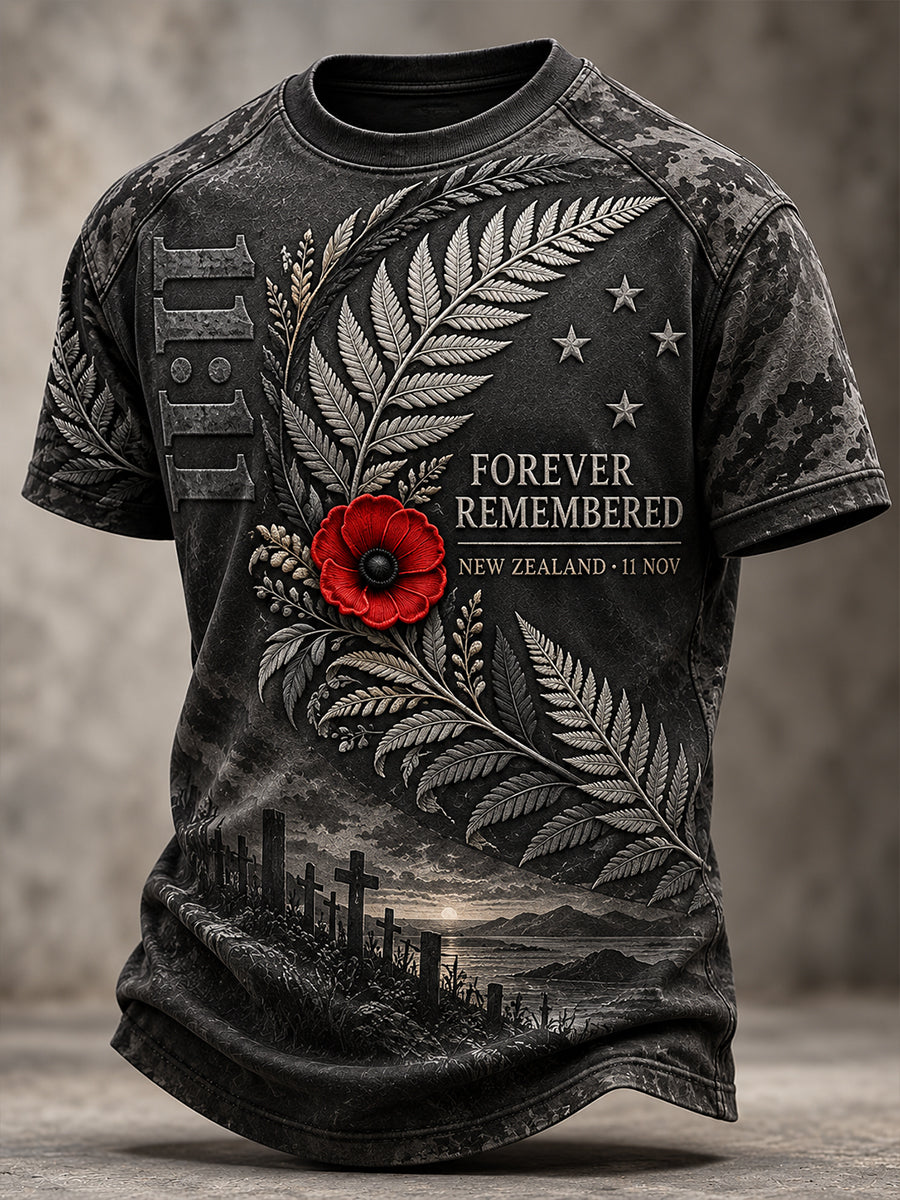 Men's New Zealand Veterans Remembrance Day Short Sleeves T-Shirt