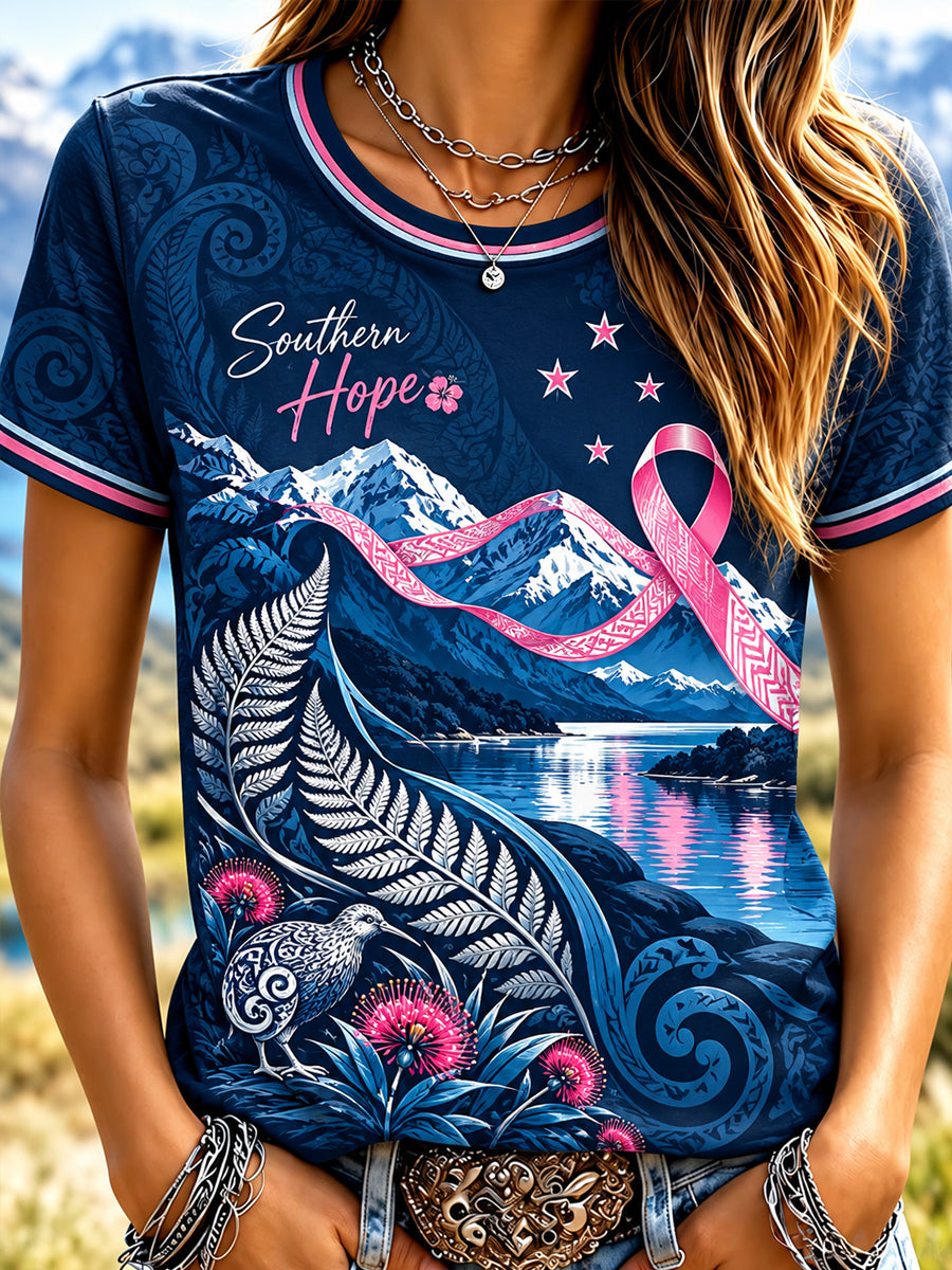 Women’S New Zealand Breast Cancer Awareness Short-Sleeved T-Shirt