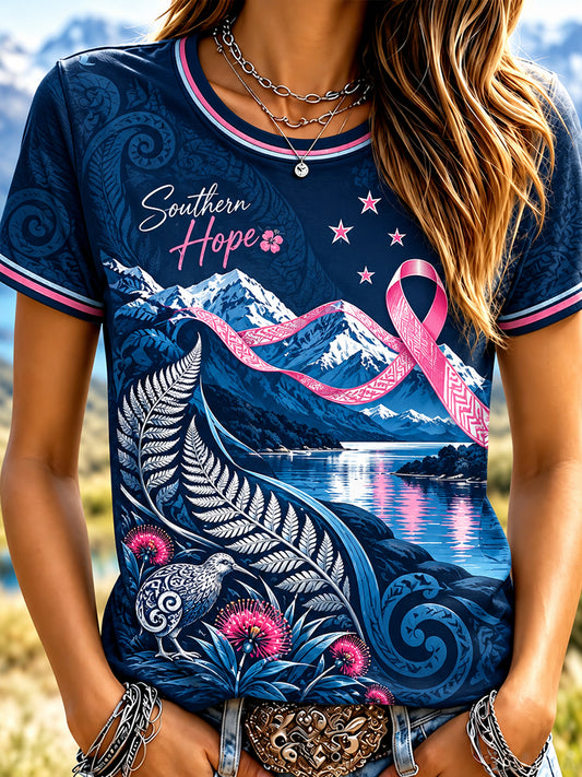 Women’S New Zealand Breast Cancer Awareness Short-Sleeved T-Shirt