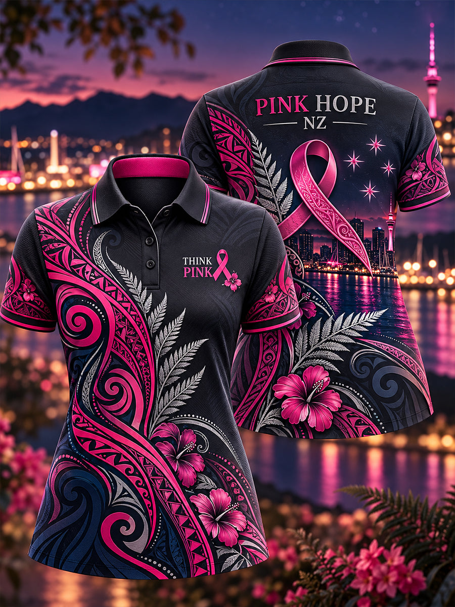 Women's New Zealand Breast Cancer Awareness Polo T-Shirt