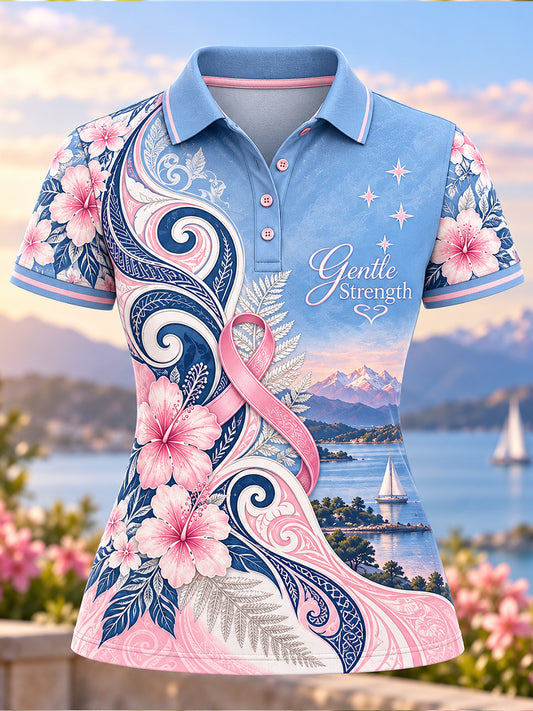 Women's New Zealand Breast Cancer Awareness Polo T-Shirt